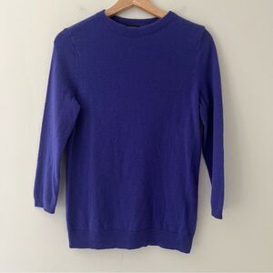 Talbots 100% Cashmere Sweater Blue Purple 3/4 Sleeves Size Medium Classic Luxury